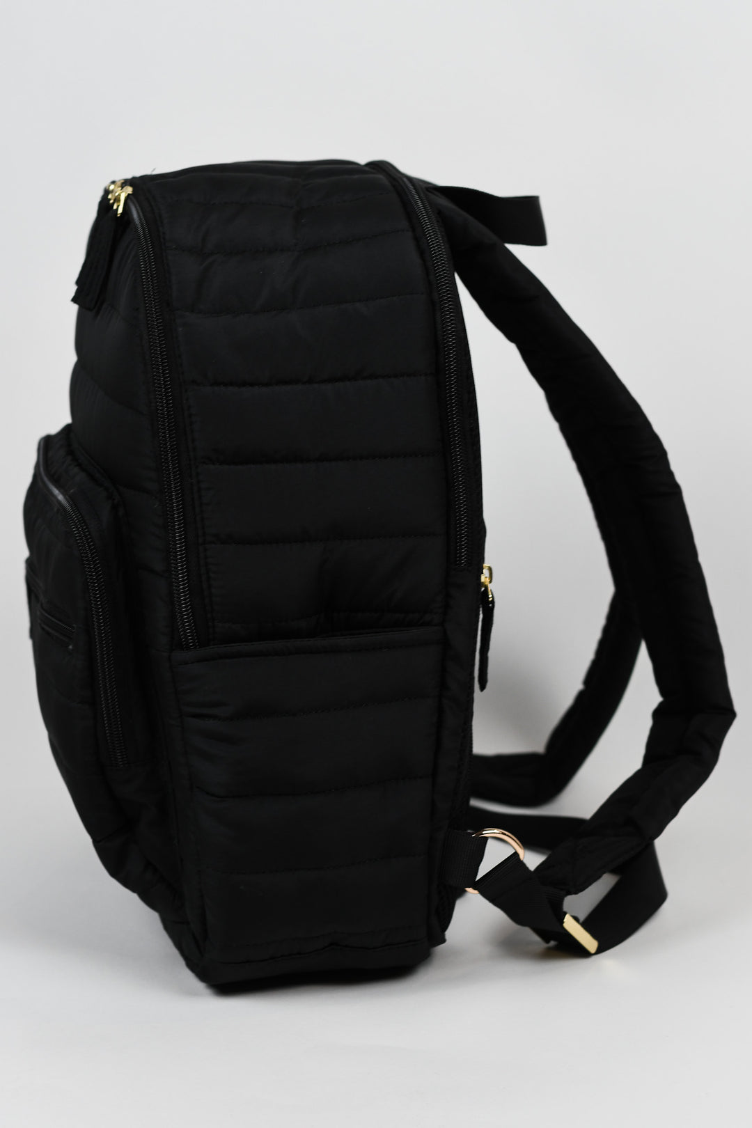 Puffy backpack puffer backpack lightweight backpack Black Side View