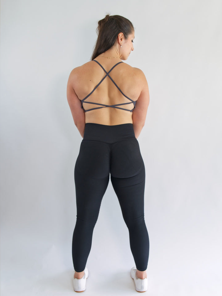 Seamless scrunch leggings Sculpt leggings onyx black back view